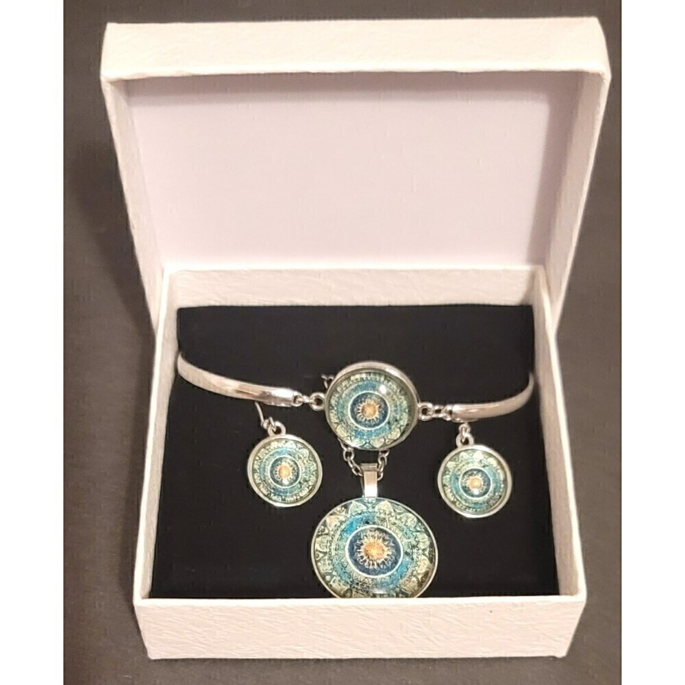 Mandala Flower Time Gemstone Necklace & Bracelet & Earrings